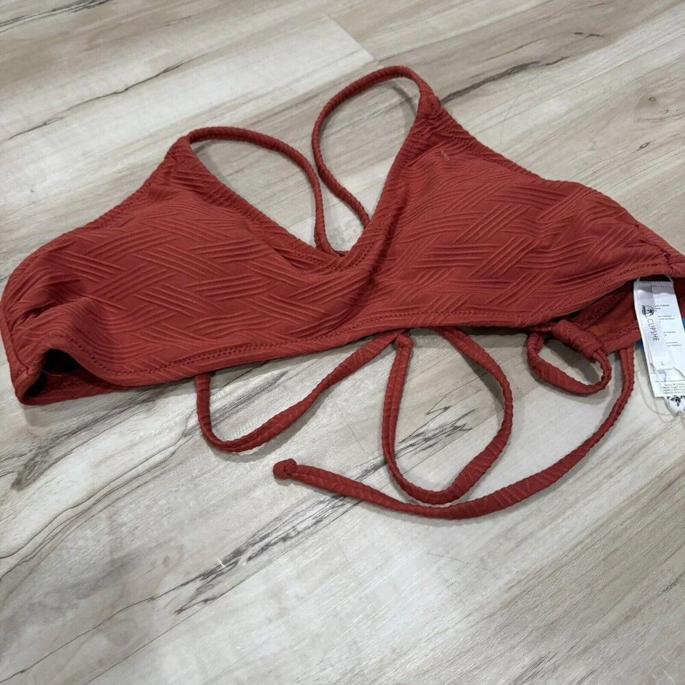 Women’s CUPSHE Criss Cross Self Tie Spaghetti Bikini Top Size Large‎ L Orange